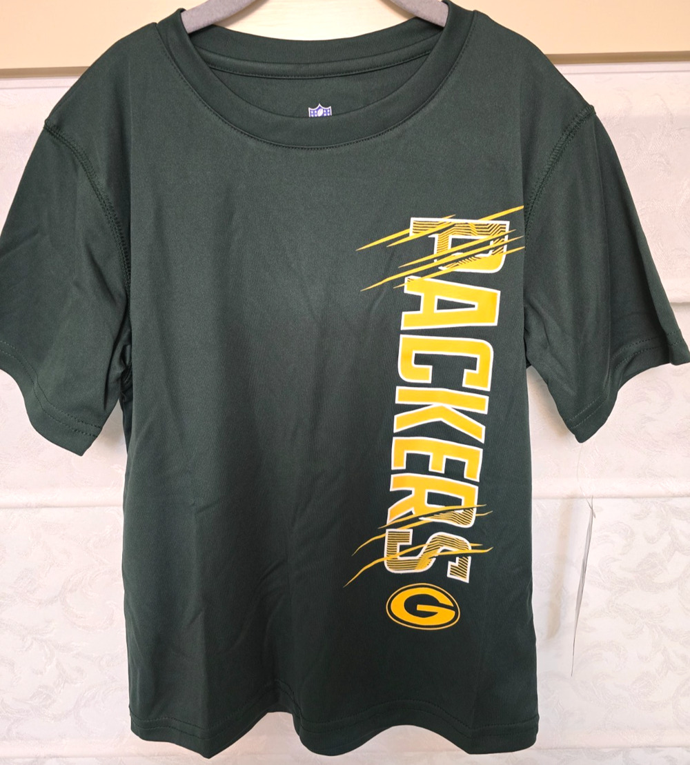 Green Bay Packers Youth Large 7/6X Green NFL Team Apparel Performance Shirt NWT